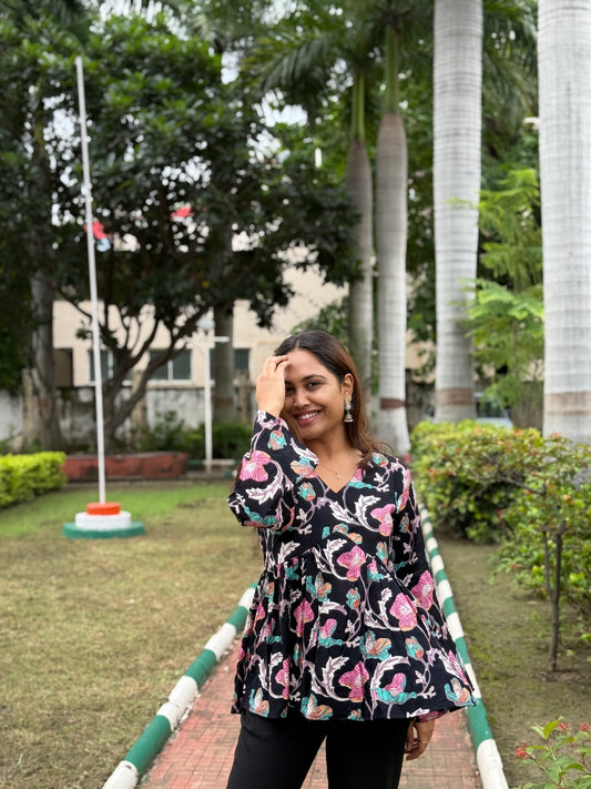 Bitiyaa Floral Top with Bell Sleeves