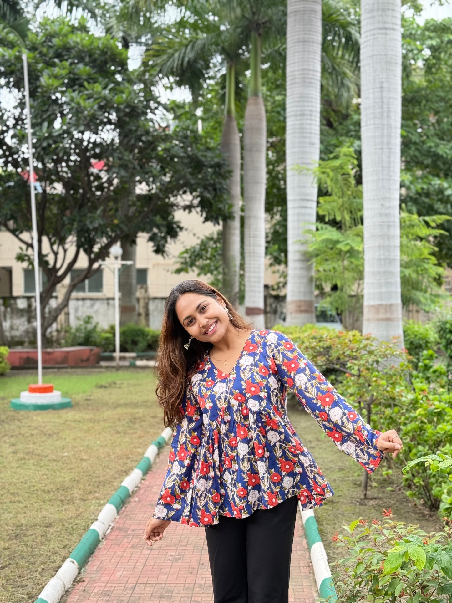 Bitiyaa Floral Printed Top With bell Sleeves