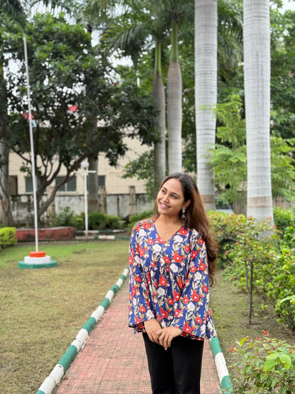 Bitiyaa Floral Printed Top With bell Sleeves