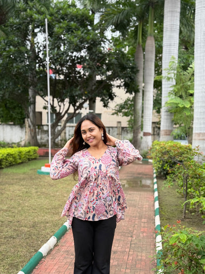 Bitiyaa Floral Top with Bell Sleeves
