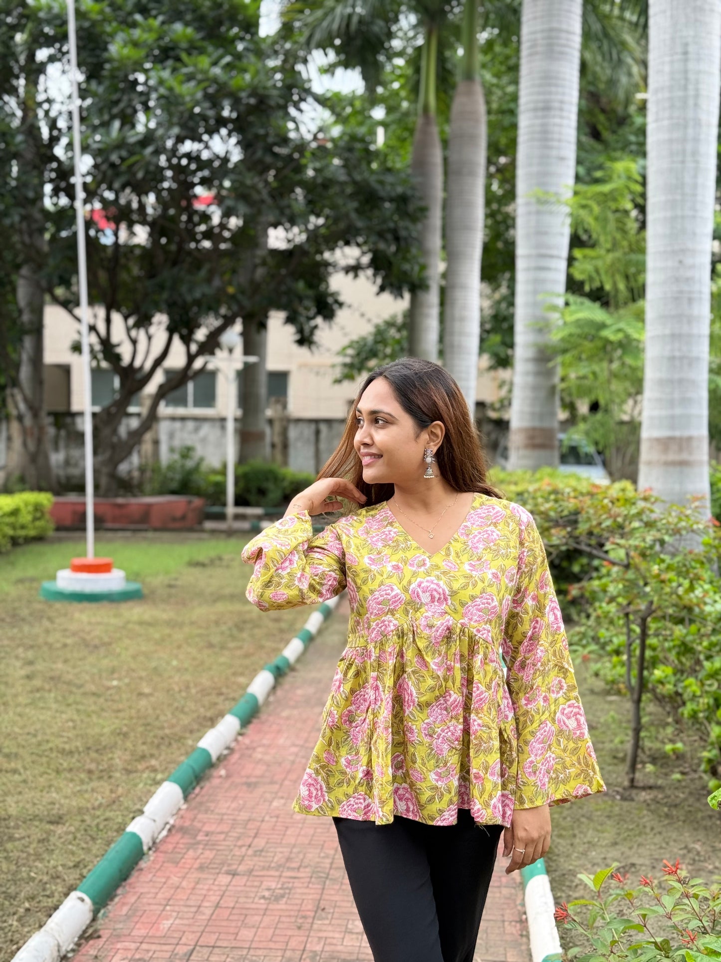 Bitiyaa Floral Top With Bell Sleeves