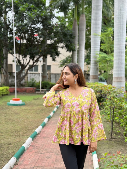 Bitiyaa Floral Top With Bell Sleeves