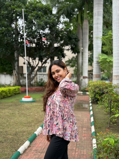Bitiyaa Floral Top with Bell Sleeves