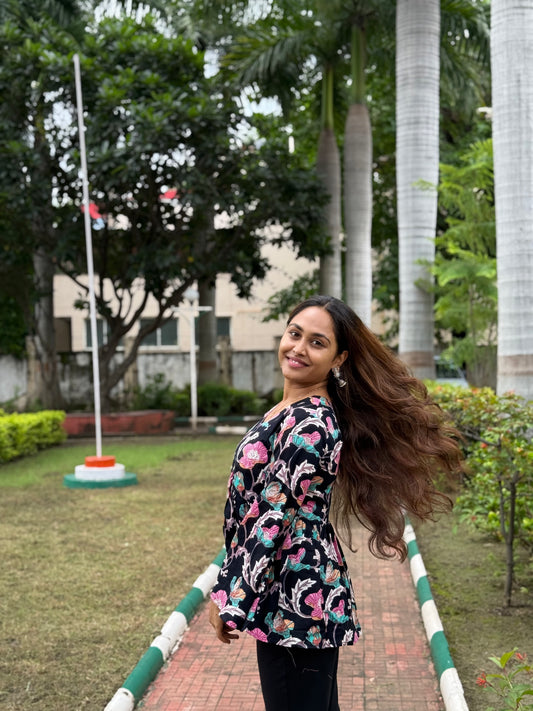 Bitiyaa Floral Top with Bell Sleeves