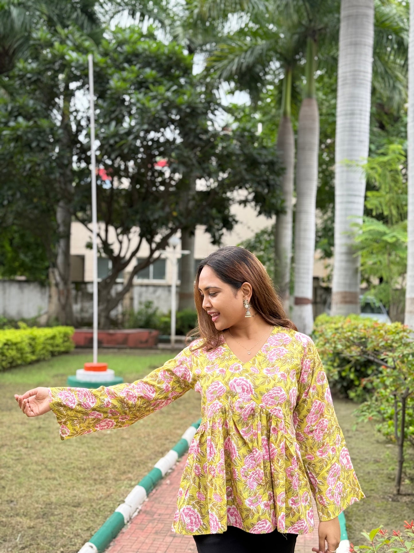 Bitiyaa Floral Top With Bell Sleeves