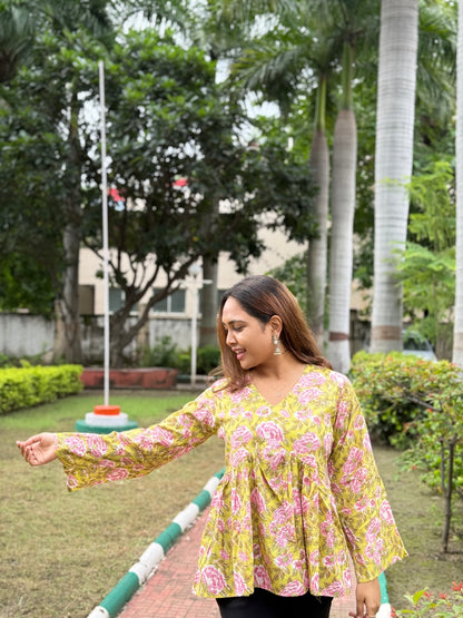 Bitiyaa Floral Top With Bell Sleeves