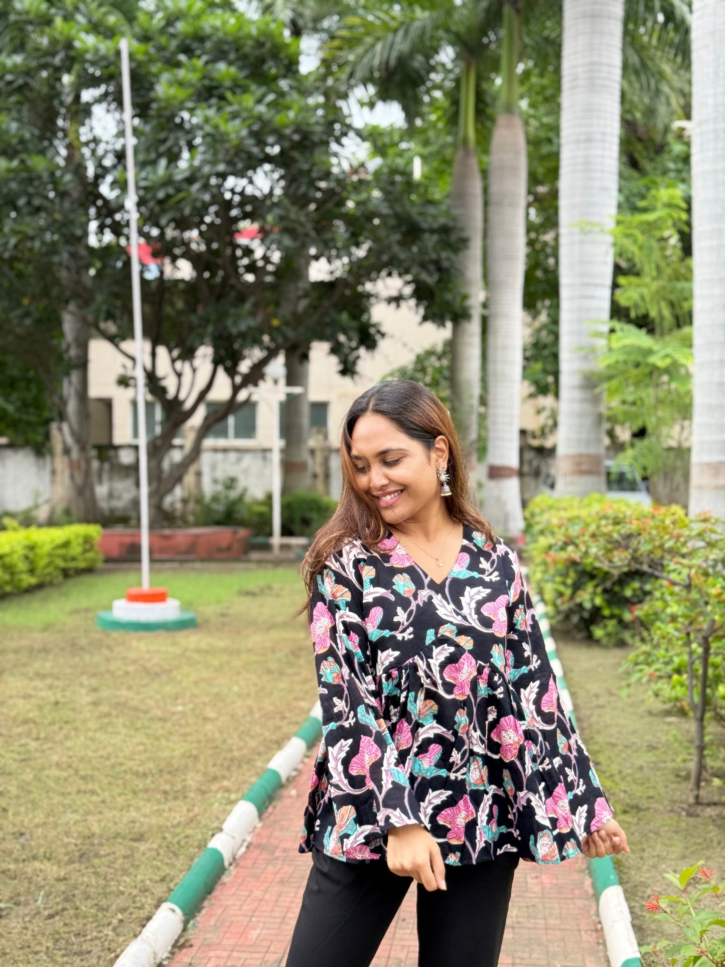 Bitiyaa Floral Top with Bell Sleeves